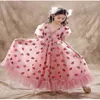 Summer Teenagers Girls Party Dress Straberry Appliques Princess Dresses Wedding Piano Perform Children's Day E01 210610