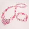 Collana con ciondolo a forma di cuore d'amore per San Valentino, braccialetti per neonate, braccialetti con perline, set di gioielli elastici, regalo per bambini