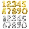 32 inç Helyum Hava Balon Numarası Mektup Şekleli Altın Gümüş Şişme Balonları Doğum Günü Düğün Dekorasyon Etkinlik Partisi