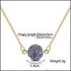 Ciondoli Design Resina Pietra Druzy Collane 5 Colori Placcato Oro Geometria Pietre Collana Pendente Per Donne Eleganti Ragazze Gioielli Di Moda