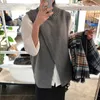Koreanischen Stil Überlappung SleevelSweater Weste Frauen Frühling Rollkragen Gestrickte Pullover Weibliche Mode Casual Criss-cross Jumper X0721