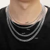 Rostfritt stål Kubansk Link Chain Halsband för Kvinnor Män Lång Hip Hop Cuba Halsband Halskrage Mode Smycken Presenttillbehör