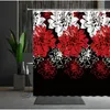 シャワーカーテンの花バタフライローズヒガンフラワーバスタブ装飾バスルームスクリーン複数のサイズのバスカーテン付きフック