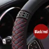 Universal 3738cm PU Leather Bling Auto stuurwielafdekking Rhinestone stuurwielafdekking auto interieur decor J220808