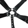 Sexy Men's PU Leather Full Body Adjustable Harness Belts Restraints Set Male Erotic Straps Gay Costume BDSM Bondage Bras Sets261G