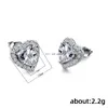 Cubic Zircon Heart Stud örhängen älskar rödgrön lila kristallörringar för kvinnor mode smycken will och sandy