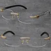 Yeni Toptan Yeni Siyah Karışım Beyaz Buffalo Boynuz Çerçeveleri Gözlük Rimless Micropaved Pırlanta Set Gözlükleri Erkek ve Kadın 18K Altın Çerçeve Gözlükleri