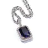 Colorful Square Gemstone Pendant Neckalce Popular INS Style Men Women Lovers Gift Jewelry