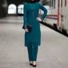 Müslüman Başörtüsü Elbise Ramazan Eid Abaya Türkiye Kaftan Dubai Set Kaftan Türk İslam Giyim Kadınlar Için Afrika Elbiseler Ropa Takım Y0625