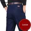 ICPANS Plus Size 30-42 44 Jeans denim da uomo Autunno classico a vita alta dritto allentato blu elasticizzato 210723