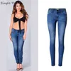 Low Waist Elastyczność Skinny Jeans Femme Classic Vintage Bleached Plus Size Push Up Jean Women Fashion Blue Ołówek Demina Spodnie 211129