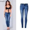 Low Waist Elasticity Skinny Jeans Femme Classic Vintage Bleached Plus Size Push Up Jean Women Fashion Blue Pencil Demin Pants 211129