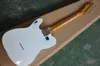 Guitarra elétrica do estilo do vintage branco com pescoço do bordo da chama, pickguard branco, fornecer serviços personalizados