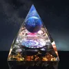 Orgonite Pyramid Amethyst Crystal Spherian Natural Cristal Stone 오르곤 에너지 치유 Reiki Chakra 배율 60mm 210727