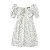 Robe d'été 2020 rétro Boho femmes cravate cou imprimé fleuri Floral Mini Sexy robe blanche manches bouffantes coréen Vestidos X0521