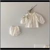 Bebê, entrega de gota de maternidade 2021 primavera verão bebê meninas bordados breasted casaco de algodão shorts 0-4 anos crianças crianças conjuntos 2010