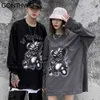 Manga comprida Camiseta Crepúsculo Hip Hop Devil Bear Imprimir Casual Loose T-shirts Harajuku Punk Rock Tops Gótico 210602