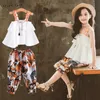 Tiener meisje kleding zomer kids mode sling tops bloemen broek twee stuk set kinderen pak meisjes outfits 4 5 8 9 10 12 jaar kleding set