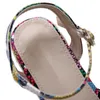 Снаковая кожа платформы сандалии женщин соломенная веревка 2021 Летние клинья Peep Toe Beach Party обувь