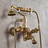 Bathroom Shower Sets Brass Antique Luxury Faucet Mixer Tap Wall Mounted Hand Held Head Kit