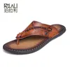 POLALI marque de luxe tongs doux confortable en cuir microfibre pantoufles plage pantoufle flop chaussure d'été pour hommes taille 47 2107122