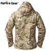 Refire Gear Winter Camouflage Tactical Jacket Men Waterproof Warm Thick Fleece Liner Windbreaker Hooded Army Field Military Coat 220212