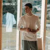 SIMWOOD 2021 T-shirt a maniche lunghe basic da uomo autunno nuovo oversize 260g 100% cotone caldo tessuto sabbiato al carbonio top pullover G1229