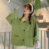 Weiß Kawaii Mujer Chaqueta Herbst Lose Mädchen Japan Stil Solide Strickjacken Taschen Süße Frauen Pullover 17877 210415