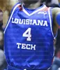 مخصص Louisiana Tech كلية كرة السلة الفانيلة Karl Malone Daquan Bracey Ledoux Amorie Archibald Jean Muhammed Brown Millsap