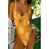 Underwired Floral Swimsuit Bathers May Female Beach Monokini Summer Sunflower Swimming Suit for Women Bodysuit 210625