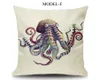 Sofa Pillow Case Syntetyczna Lniana Cartoon Śródziemnomorski Styl Turtle Seahorse Poduszki Pokrywa Poszewka Poszewka na Poszewka