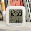 Reloj Digital cuadrado con cambio de Color LED para estudiantes y niños, banda silenciosa para dormir, relojes de alarma electrónicos luminosos con temperatura