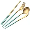 Stainless Steel Cutlery Sets Solid Fork Knife Spoon Chopsticks Dinnerware Set European Dinner suit Western Eastern Tableware 4pcs/set wmq1023