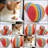 Chat Jouets Fournitures Pet Home Jardin Diamètre 35mm Intéressant Toy Dog et Super mignon Rainbow Ball Dessin animé Peluche GWD11970 Drop Livraison 2021