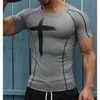 Men Quick Dry Fitness Tees Outdoor Sport Running Climbing Short Sleeves Tights Bodybuilding Tops Gym Train Compression T-shirts 210707