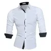 男性デザイナーシャツクラシックスタイルのロングリーブドレスシャツ男性用スリムカジュアル服メン039SホワイトブラックTSHIRT4385444