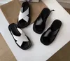 Synglishbox_t21040502 40 Whitesandals Black Slides Flat Platform 3 سم