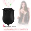 NXY vibrators Rood Black Rose Vibrator 6 Modi Zuigen en Likken Vibrator Seksspeeltjes Dubbelzijdig Clitoris Stimulator speelgoed voor vrouwen 0107