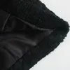 Vintage kvinna svart tweed short blazer coat mode damer höst dubbelbröst jacka kvinnliga solida färg toppar 210515
