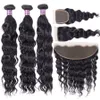 Brazilian Virgin Human Hair Bundles With Lace Closure Frontal Straight Deep Body Water Wave Kinky Curly Ear to Ear Extensions Weft Weave For Black Women