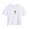 여성 니트 만화 티셔츠 여름 캐주얼 O 넥 스트리트웨어 자르기 짧은 소매 귀여운 티셔츠 Camisetas 210414