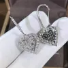 Ins Bling Sparkling Luxury Jewelry 925 Sterling Silver Full White Clear 5A Cubic Zircon Heart Hook Women Dangle Earring
