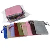 50/Bag 7*9cm Colorful Linen Gift Bag Small Jute Pouch Jewelry Ring Necklace Drawstring Bag Cosmetic Sample Storage Wedding Favors
