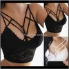 Camisoles & Tanks Womens Apparel Drop Delivery 2021 Women Wireless White Bras Lace Bandage Sexy Bralette Push Up Wire Deep V Lingerie Underwe