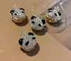 S2834 Moda Jóias Bonito Rhinestone Crown Panda Hairpin para Mulheres Cabelo Corrido Clipe de Tubarão Bobby Pino Lady Girl Back Headwear Acessórios