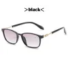 Sunglasses Luxury Square Reading Glasses Women Fashion HD Gradient Lenses Reader Metal Full Frame Unbreakable Black Red +150 250