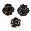 Broches, broches de haute qualité Vintage noir camélia broche broche strass Rose fleur femmes bijoux sur les vêtements