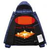 メンズウィンターウォームUSB暖房フリースジャケットパーカースマートサーモスタット取り外し式フード付き加熱防水ジャケット服211216