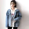 Denim Woman Jacket Winter Oversize Jean Long Sleeve Turn-down Collar Female Outerwear Fall Loose Korean Fashion 211029