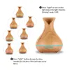 Huile essentielle en forme de Vase 500ML, humidificateur d'air, Grain de bois, lumière LED 7 couleurs, machine à brume fraîche ultrasonique, diffuseur d'arôme